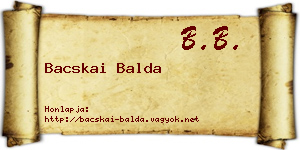 Bacskai Balda névjegykártya